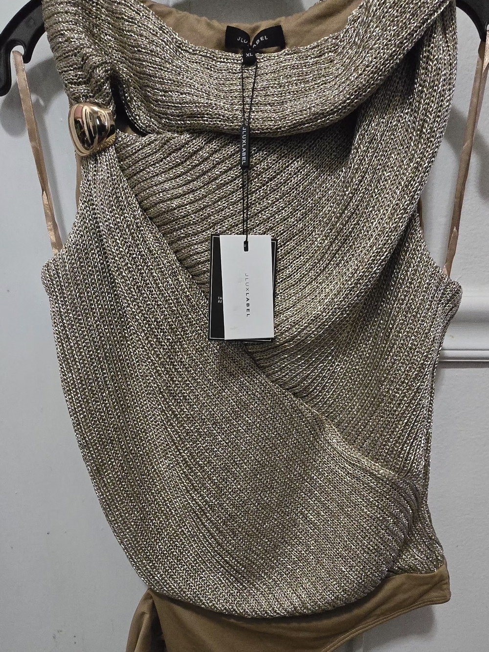 JLUXLABEL Metallic Gold Knit Midi Dress - Picture 7 of 8